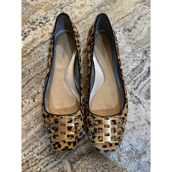 Calvin Klein Shoes - Women's Calvin Klein Leopard Print Calf Hair Ballet Flats